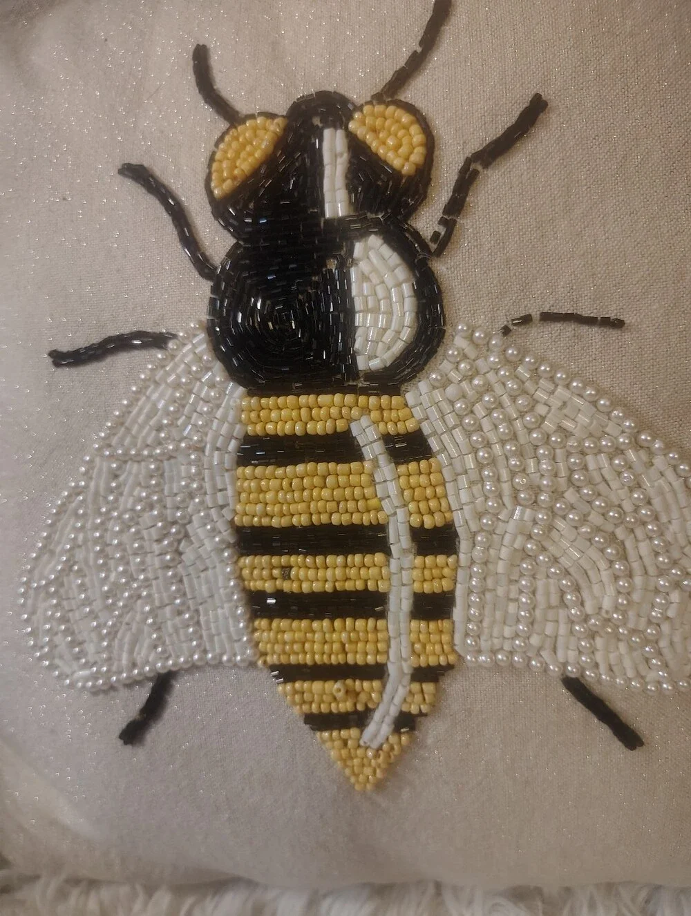 Gorgeous Primrose Vintage Beaded BUMBLE BEE Detail Throw Pillow 16